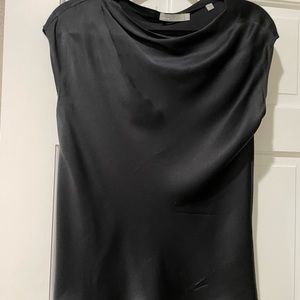 Silk-satin like new Vince bateau neck, asymmetrical, cap sleeve top